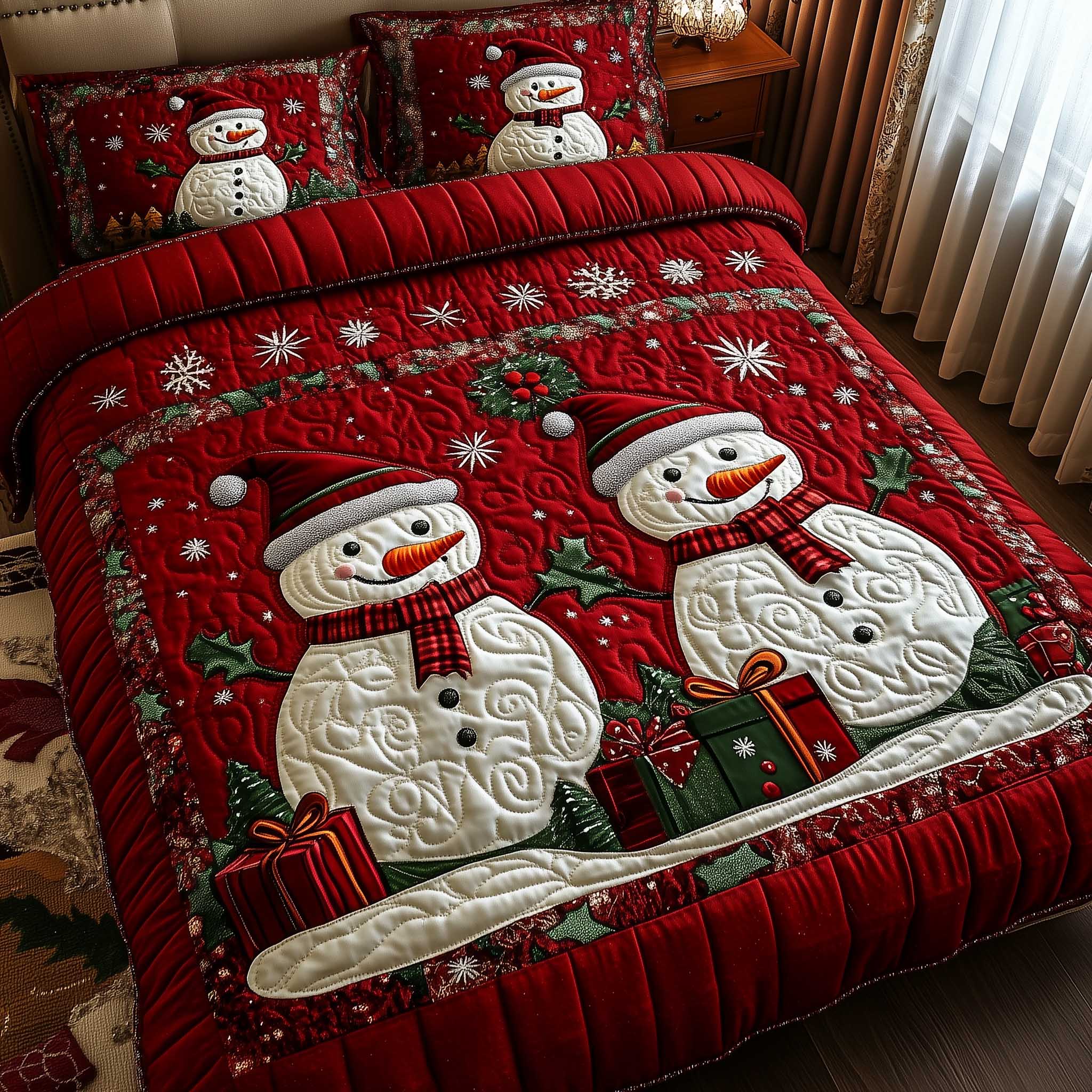 Frosty Friends Quilted Bedding Set Room Christmas Decor Ideas Christmas Gifts For Employees