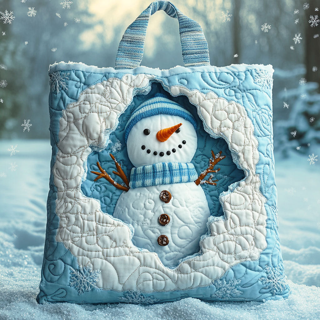 Frosty Snowman Glow Quilted Tote Bag Xmas Tote Christmas Ideas For Her