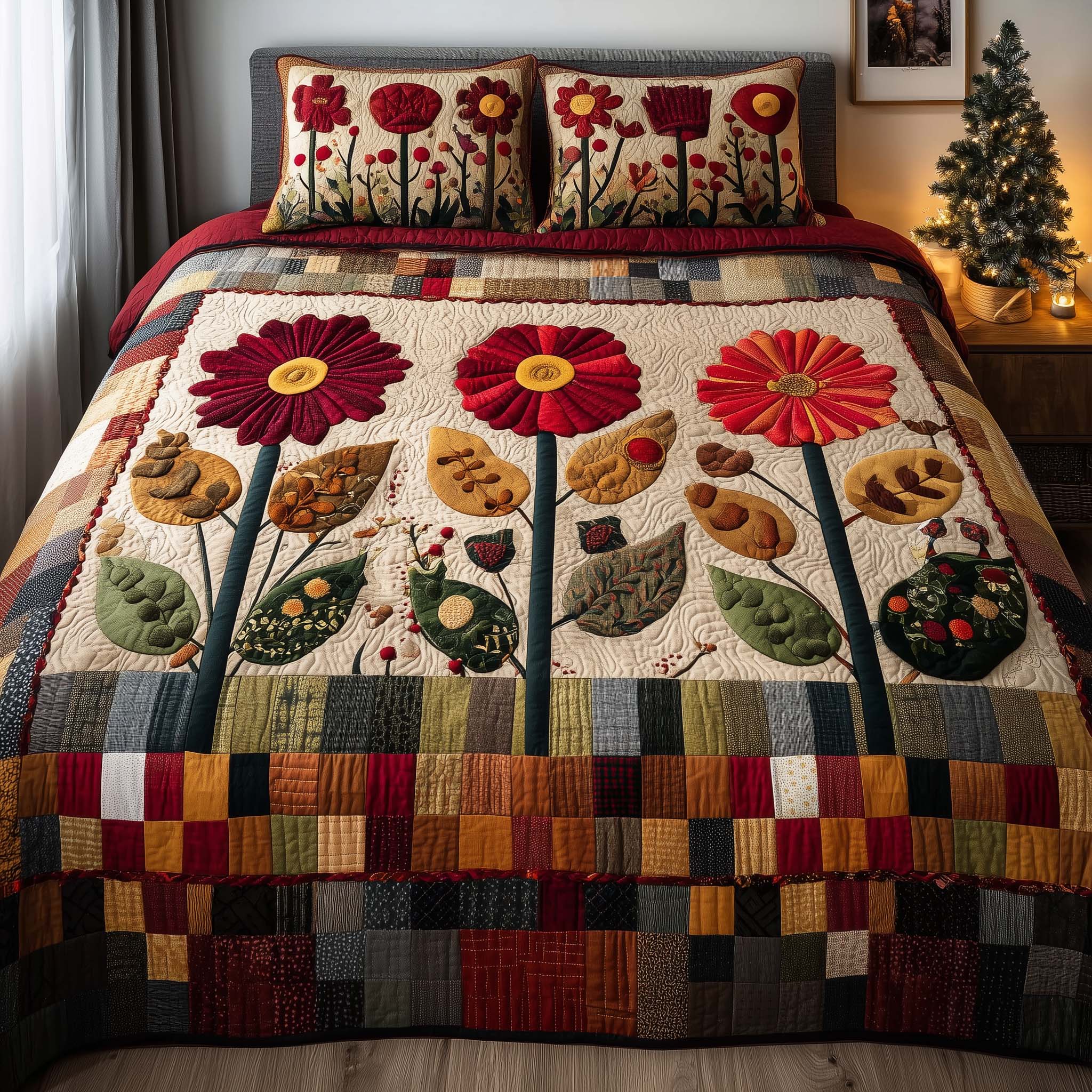 Garden Blooms Quilted Bedding Set Xmas Duvet Gifts For Mom In Law