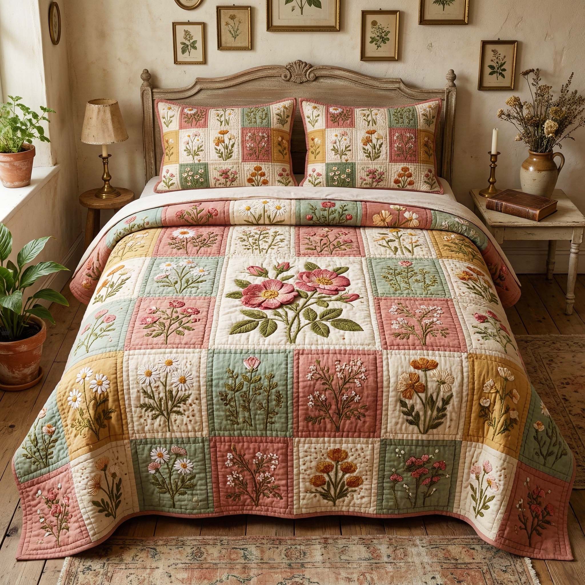 Garden Patchwork Quilted Bedding Set Comforter And Sheet Sets Mothers Day Present Ideas