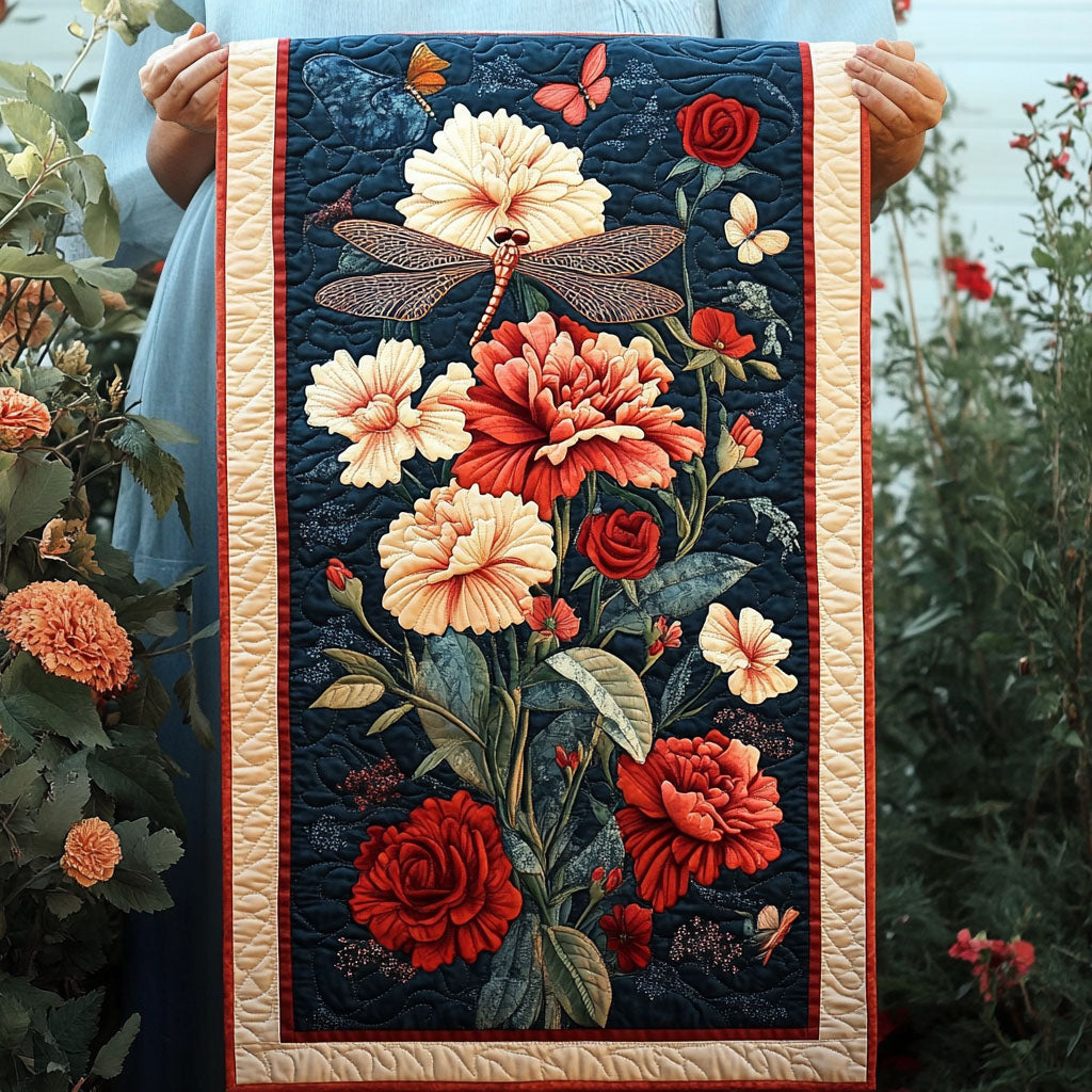 Garden Serenity Quilted Table Runner Kitchen Table Decor Dragonfly Gifts For Mom