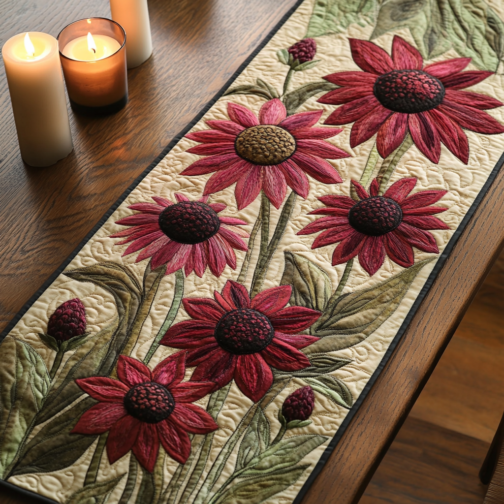 Garden Whimsy Quilted Table Runner Dinner Table Decor Ideas Presents For Flower Lovers