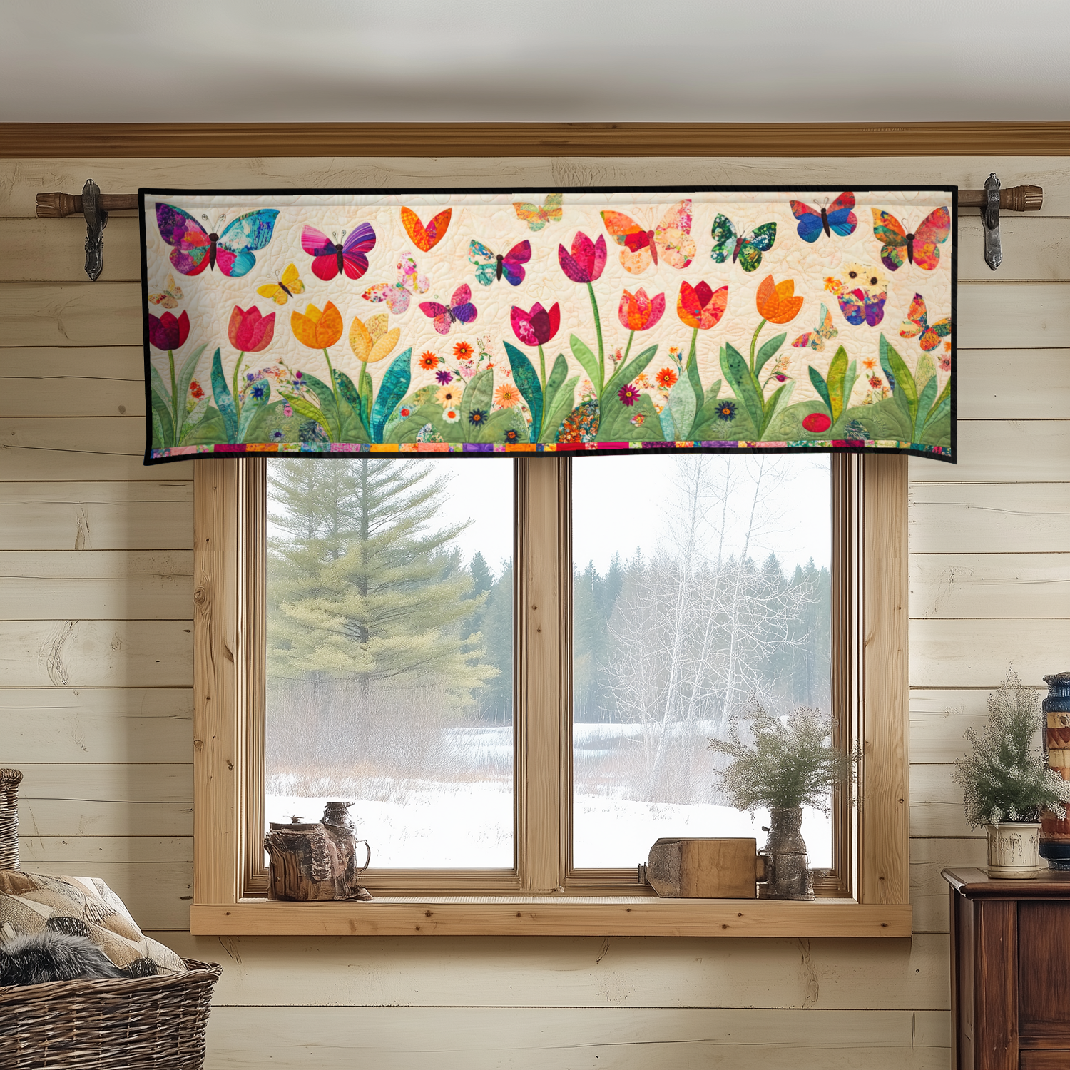 Garden Whimsy Quilted Valance Entryway Ideas Butterfly Gifts For Grandma