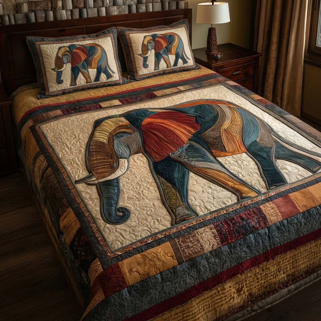 Gentle Jumbo Quilted Bedding Set Bedroom Ideas Best Gifts For Elephant Lovers