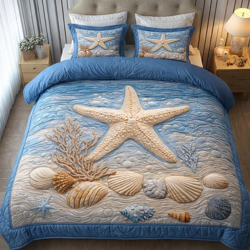 Gentle Star Quilted Bedding Set Bed Comforter Sets Unique Gifts For Beach Lovers