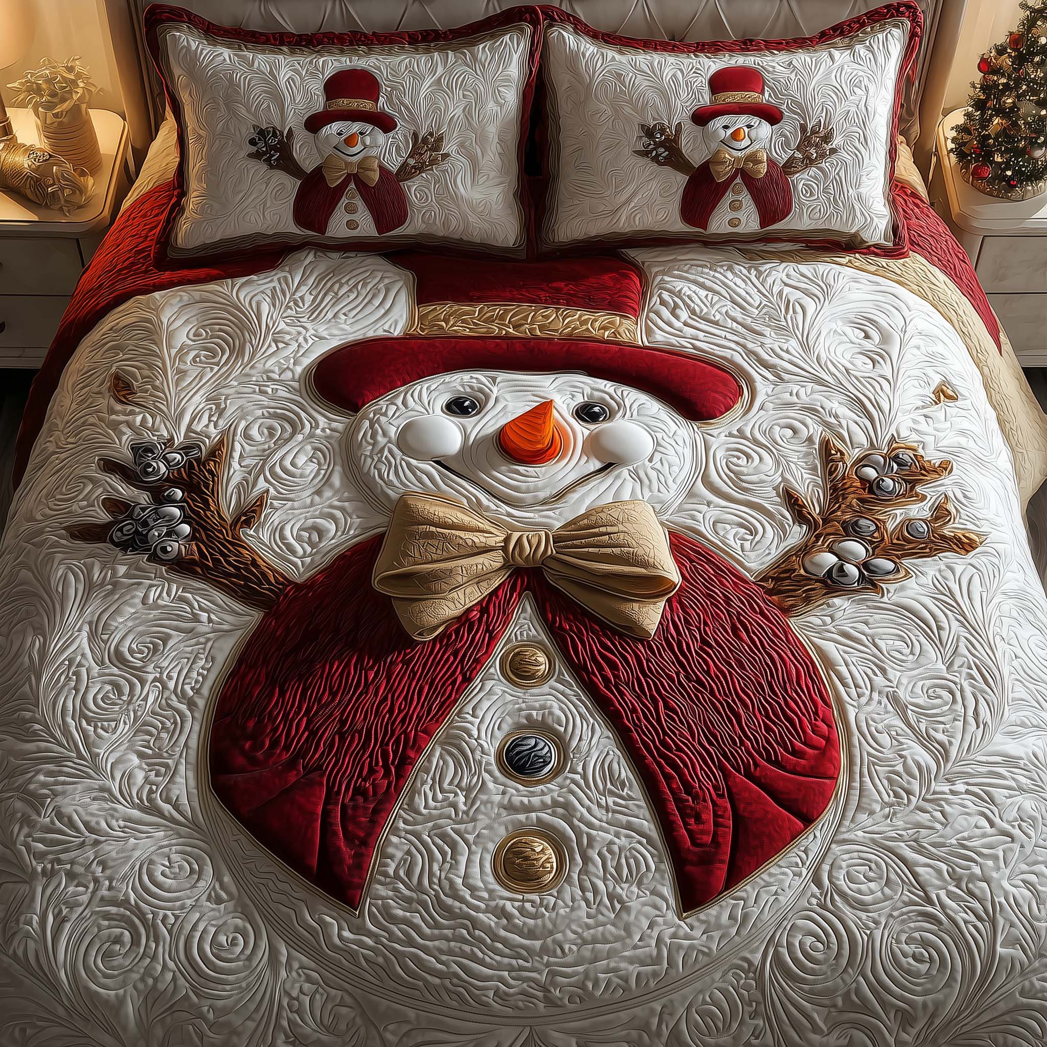 Giant Snowman Quilted Bedding Set Xmas Room Decorations Best Christmas Gifts For Mom