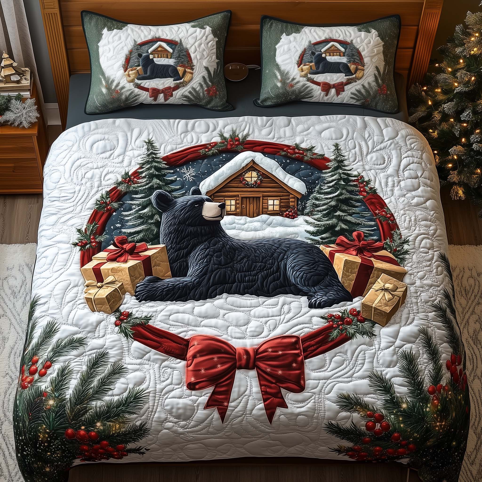 Gift Bear Quilted Bedding Set Best Christmas Comforters Unique Bear Gifts