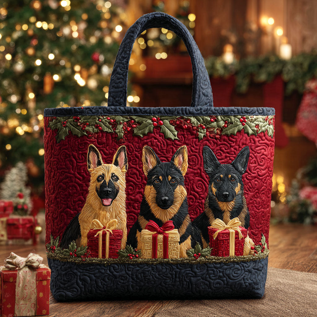 Gifted Shepherds Quilted Tote Bag Christmas Handbag Great Gifts For Dog Lovers