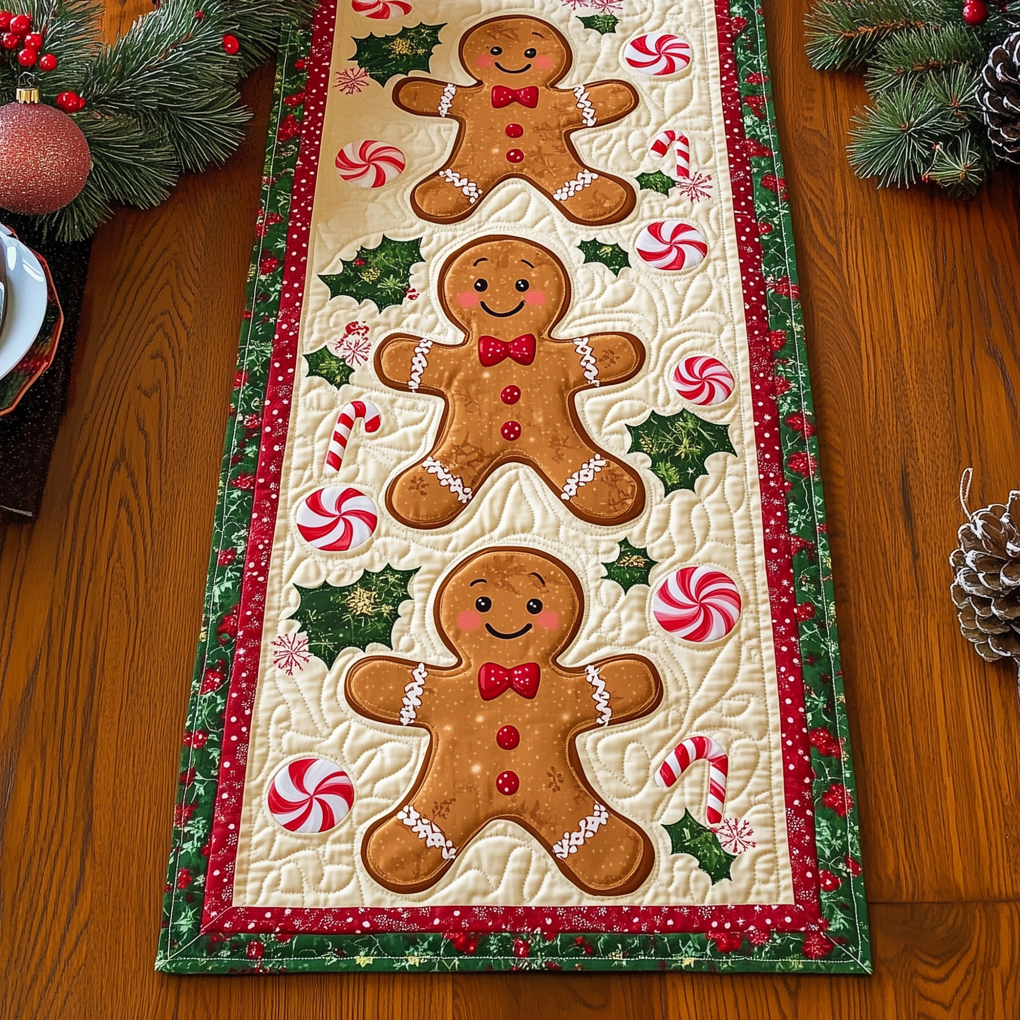 Gingerbeard Baby Quilted Table Runner Table Runner Christmas Decor Family Gift Ideas For Christmas