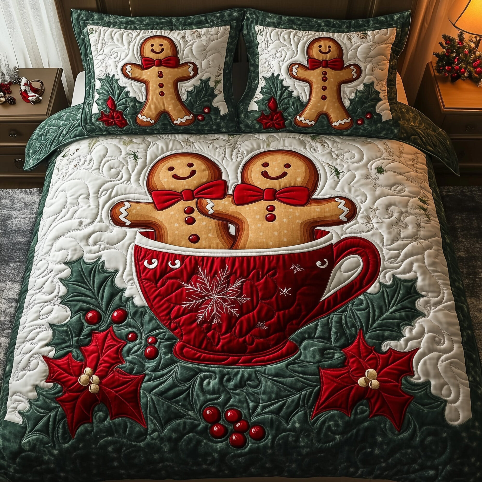 Gingerbread Quilted Bedding Set Gingerbread Bedding Ideal Gifts For Xmas Lovers