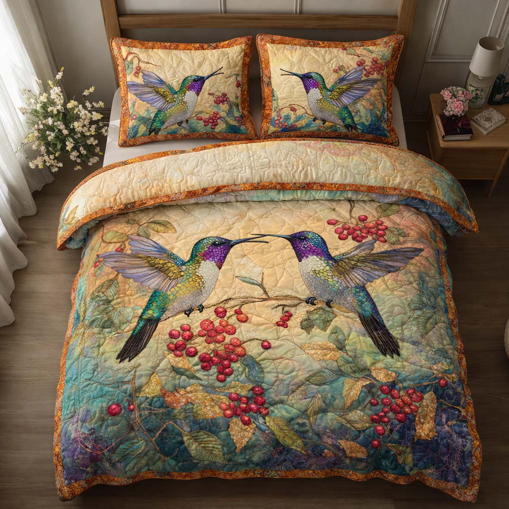 Golden Berries Quilted Bedding Set Bed Decor Ideas Awesome Hummingbird Gifts