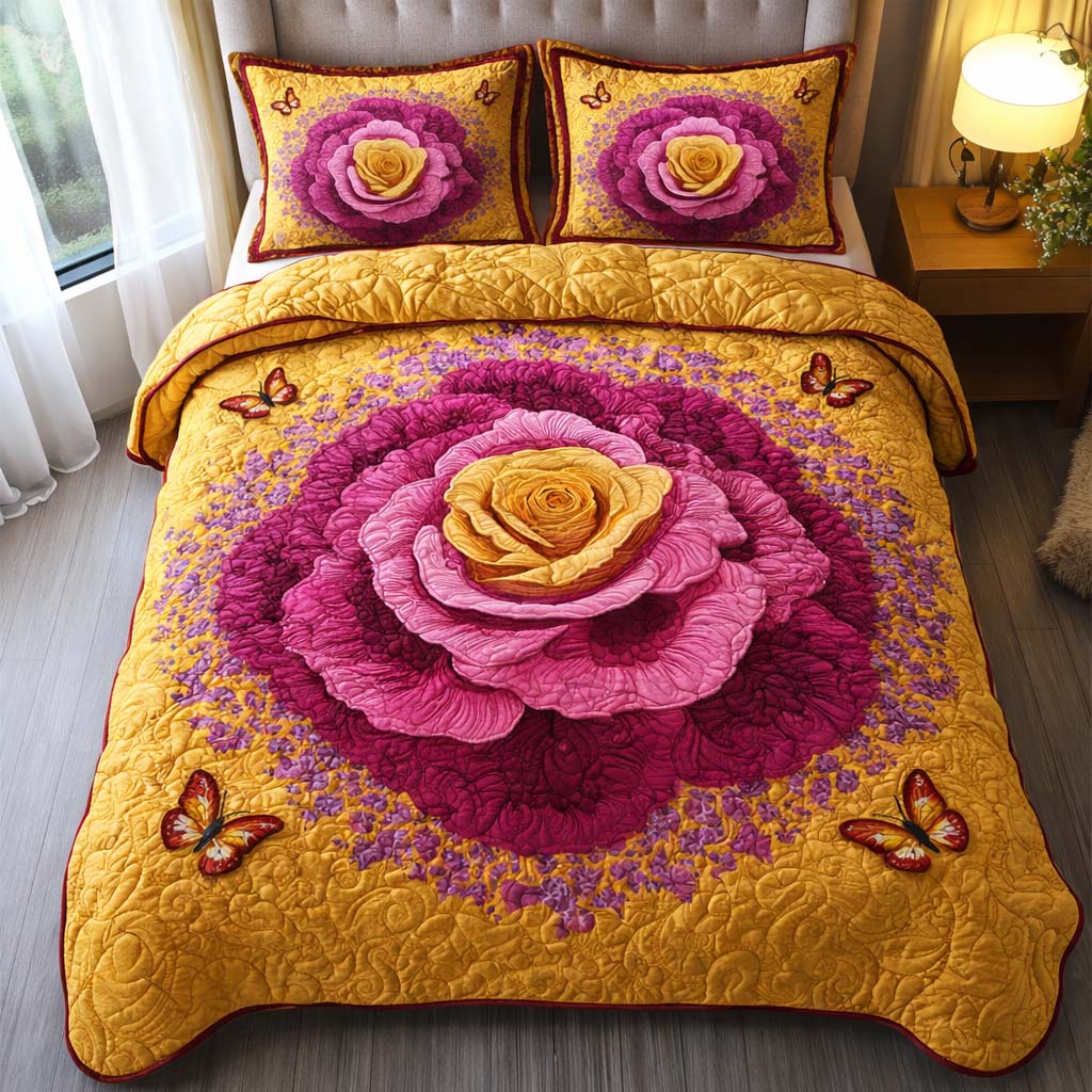 Golden Blossom Quilted Bedding Set Bedspreads Great Mother's Day Gift Ideas
