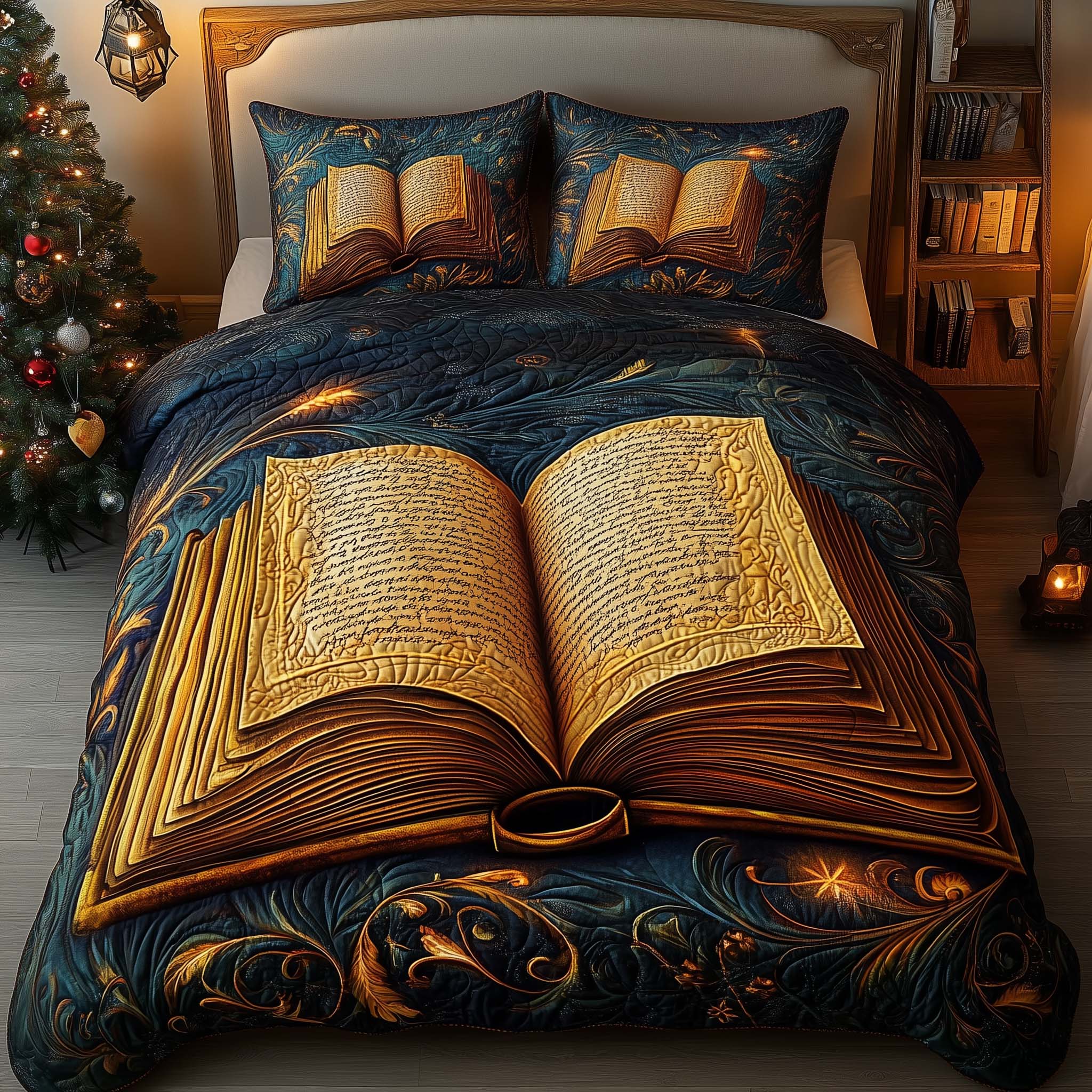 Golden Book Quilted Bedding Set Boho Bedroom Ideas Gifts For Book Lovers Nerd