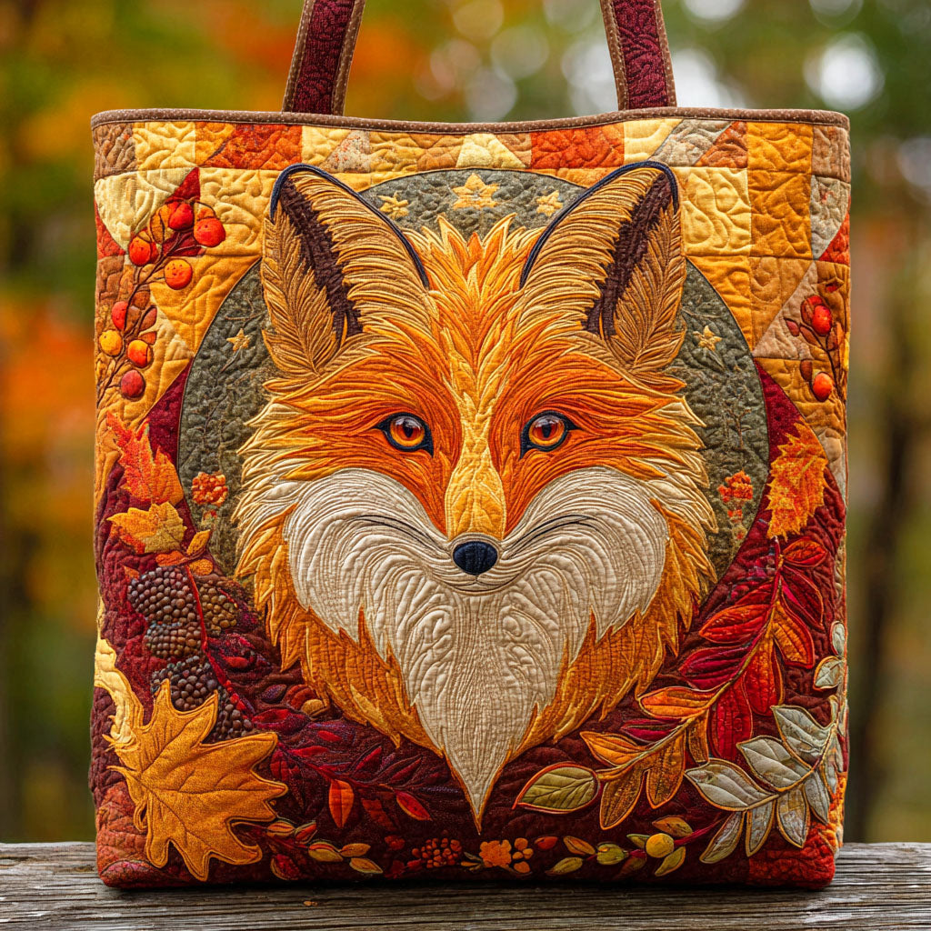 Golden Fox Quilted Tote Bag Best Mom Tote Bag Presents For Fox Lovers
