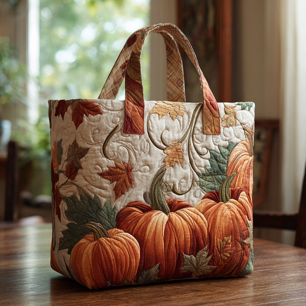 Golden Gourd Quilted Tote Bag Nice Tote Bags Cozy Fall Gift Ideas