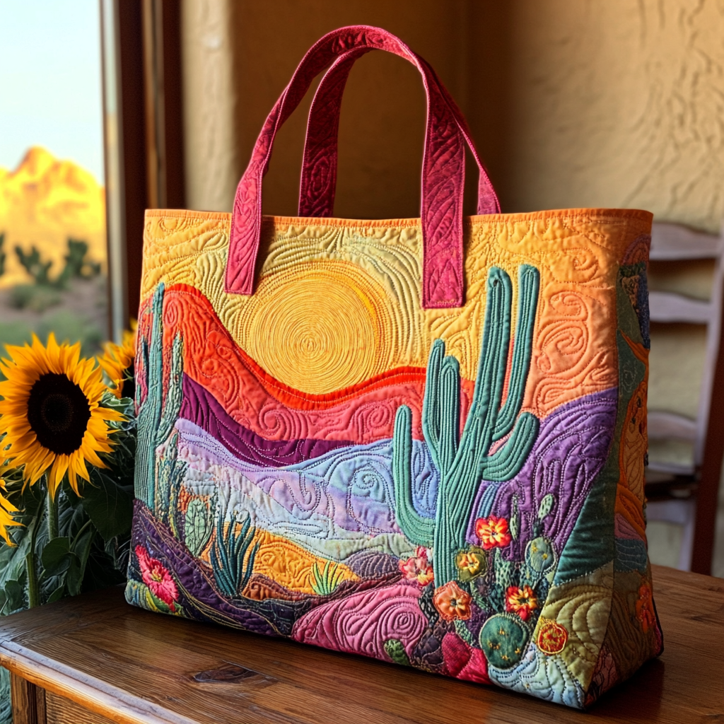 Golden Horizon Quilted Tote Bag Womens Handbag Mexican Gift Ideas