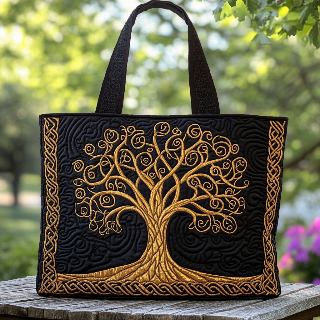 Golden Leaves Quilted Tote Bag Most Popular Tote Bags Tree Of Life Gifts For Women