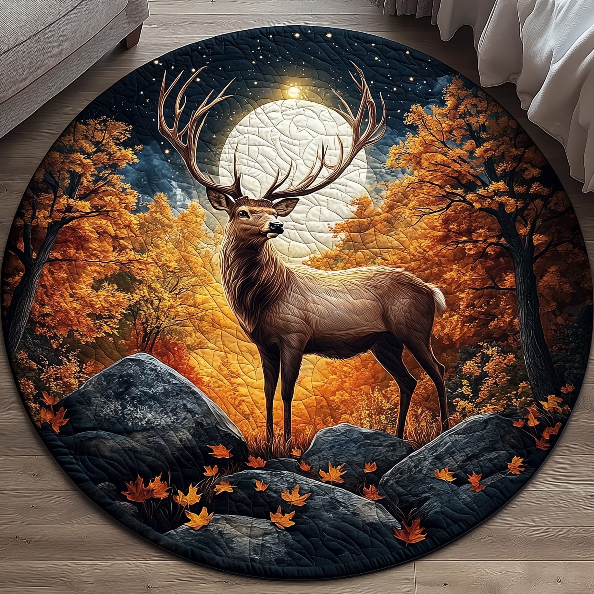 Golden Majesty Quilted Round Mat Beautiful Quilted Round Mat Gift for Loved Ones
