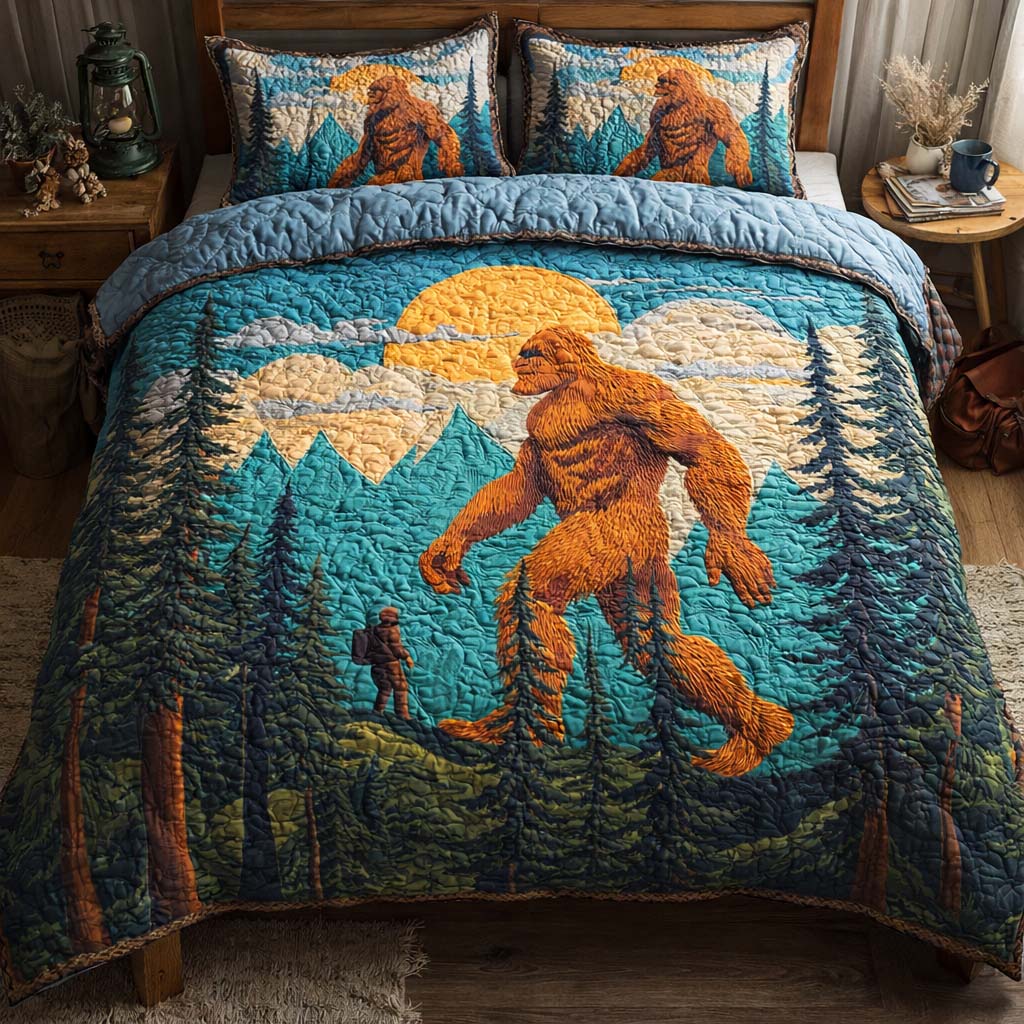 Golden Peak Bigfoot Quilted Bedding Set Best Queen Sheets Bigfoot Gifts For Dad