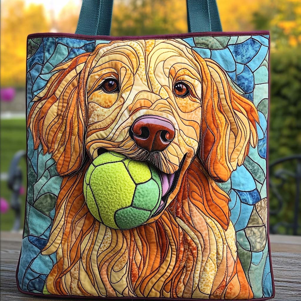 Golden Playtime Joy Quilted Tote Bag Most Popular Tote Bags Golden Retriever Christmas Gifts