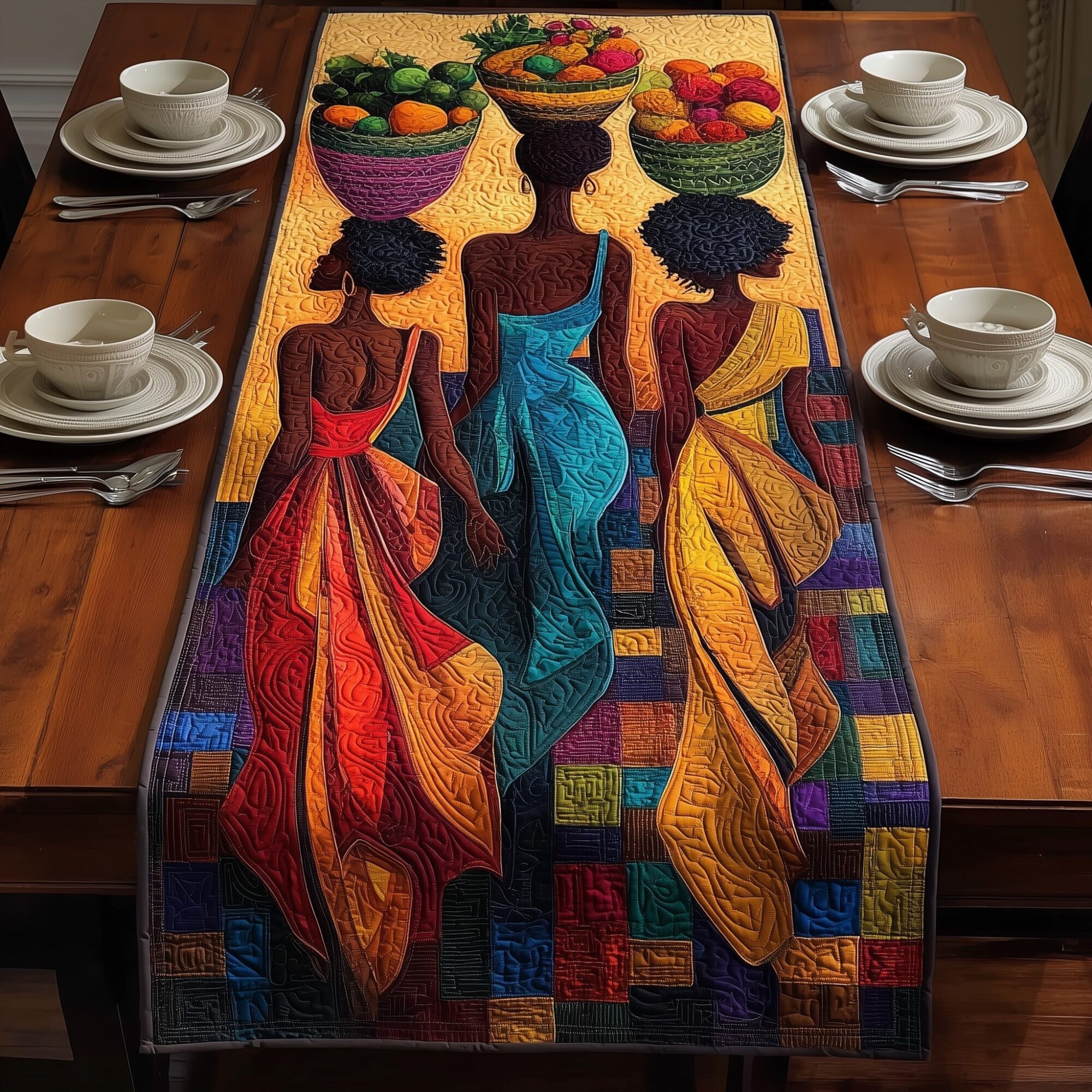 Golden Queens Quilted Table Runner Dining Table Centerpiece Ideas Gifts For Black History Month