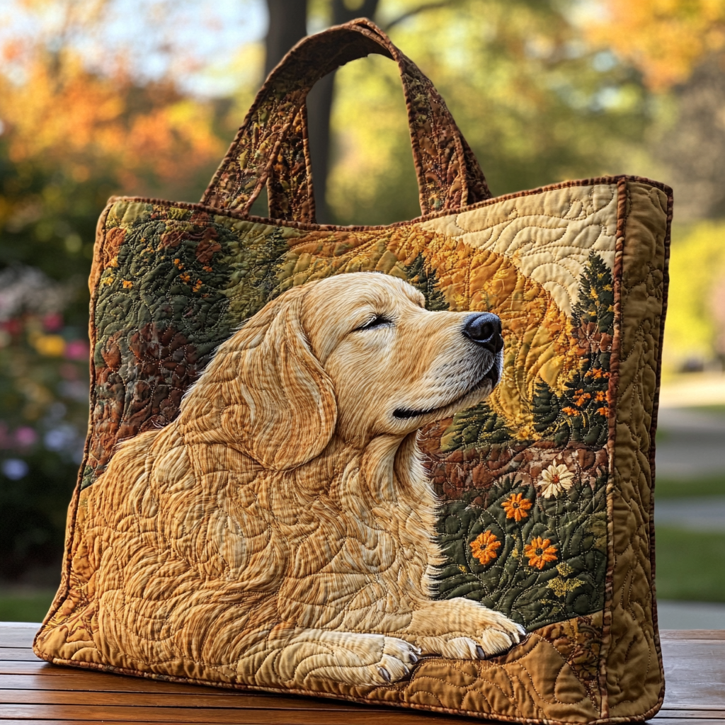 Golden Retriever Glow Quilted Tote Bag Famous Tote Bags Golden Retriever Themed Gifts