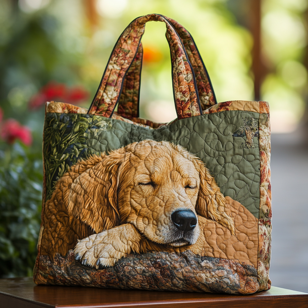 Golden Retriever Joy Quilted Tote Bag Travel Shoulder Bag Best Golden Retriever Gifts