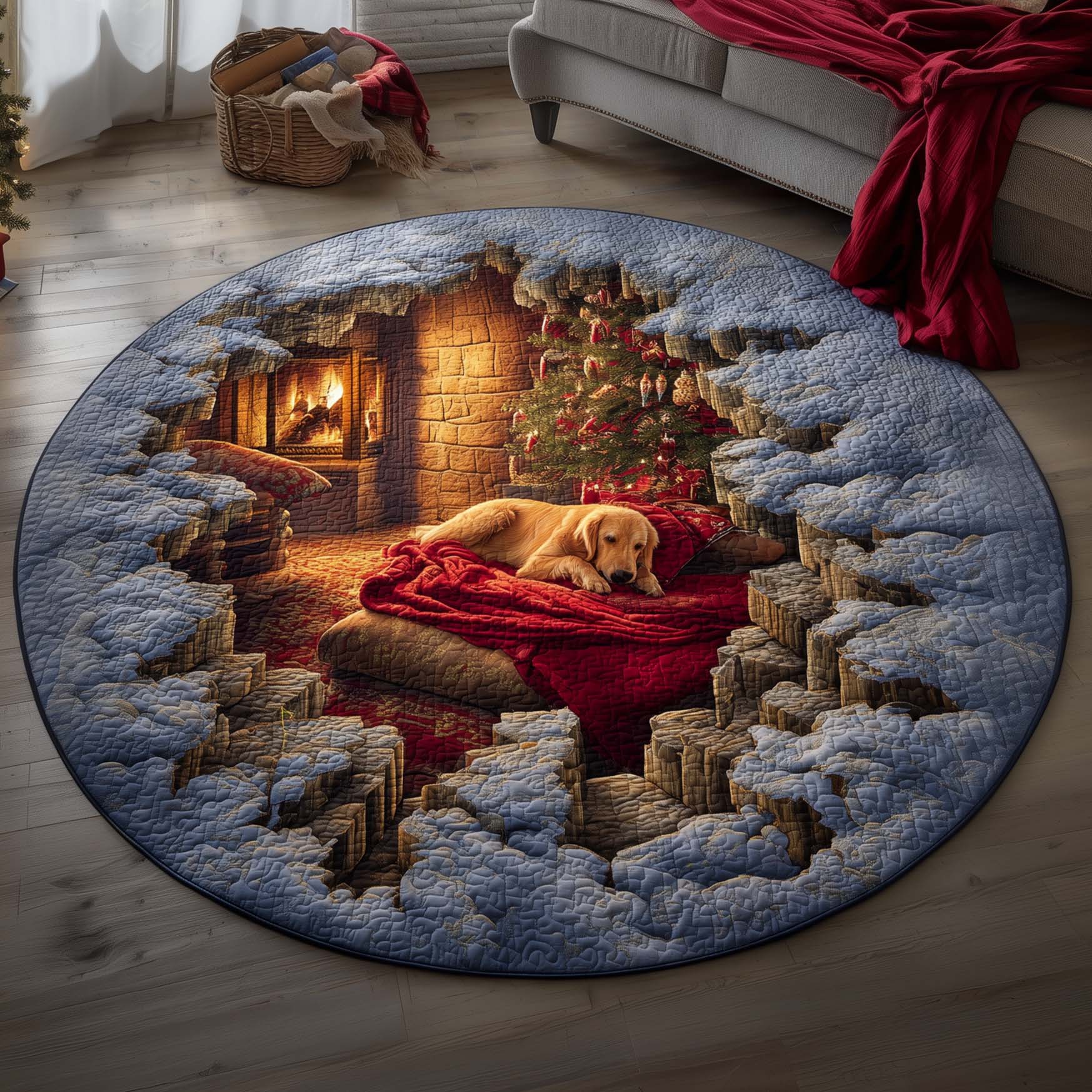 Golden Retriever Quilted Round Mat Gftoqm72 Unique Quilted Round Mat for Modern Interiors
