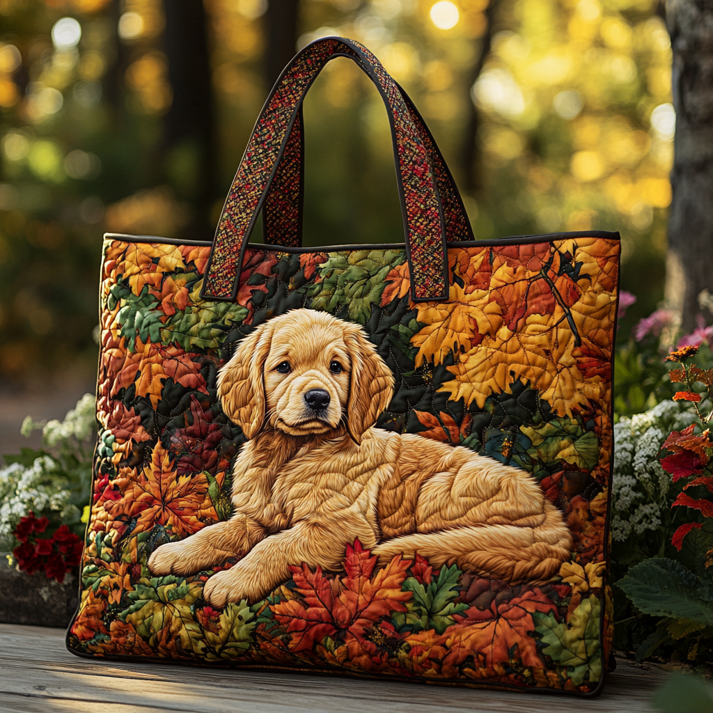 Golden Retriever Smile Quilted Tote Bag Trendy Tote Gifts For Golden Retriever Owners