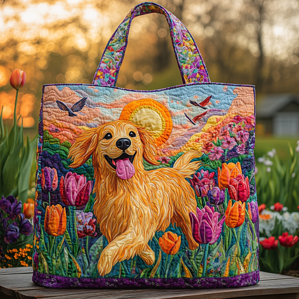 Golden Retriever Spirit Quilted Tote Bag Work Totes For Women Unique Golden Retriever Gifts