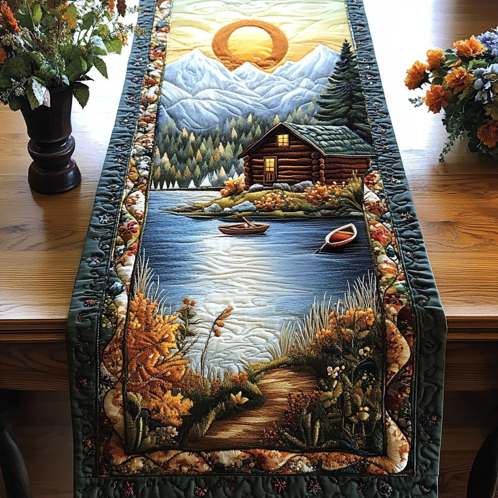 Golden Sunset Lodge Quilted Table Runner Dining Table Decor Gift For Nature Lovers