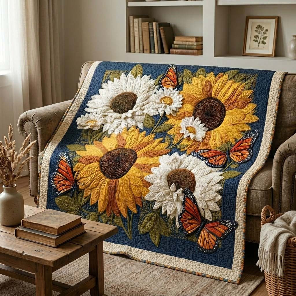 Golden Wings Quilted Blanket Floral House Decor Ideas Mothers Day Gifts For Grandma