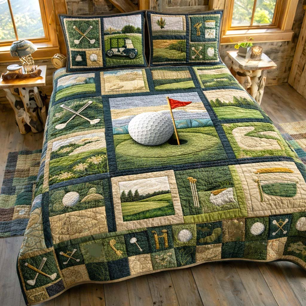 Golf Lodge Quilted Bedding Set Good Bed Sets Gift Cards For Golfers