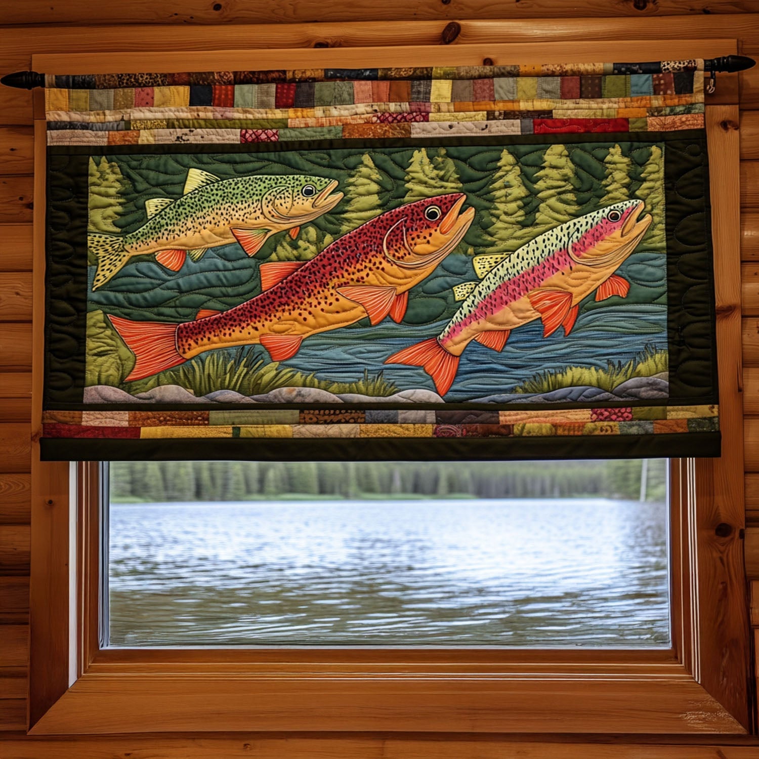 Gone Fishing Quilted Valance Christmas House Decor Gift Ideas For Fishing Lovers