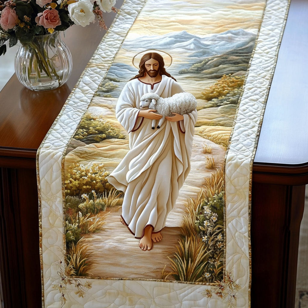 Graceful Guardian Quilted Table Runner Holiday Themed Table Runners Christian Gift Idea
