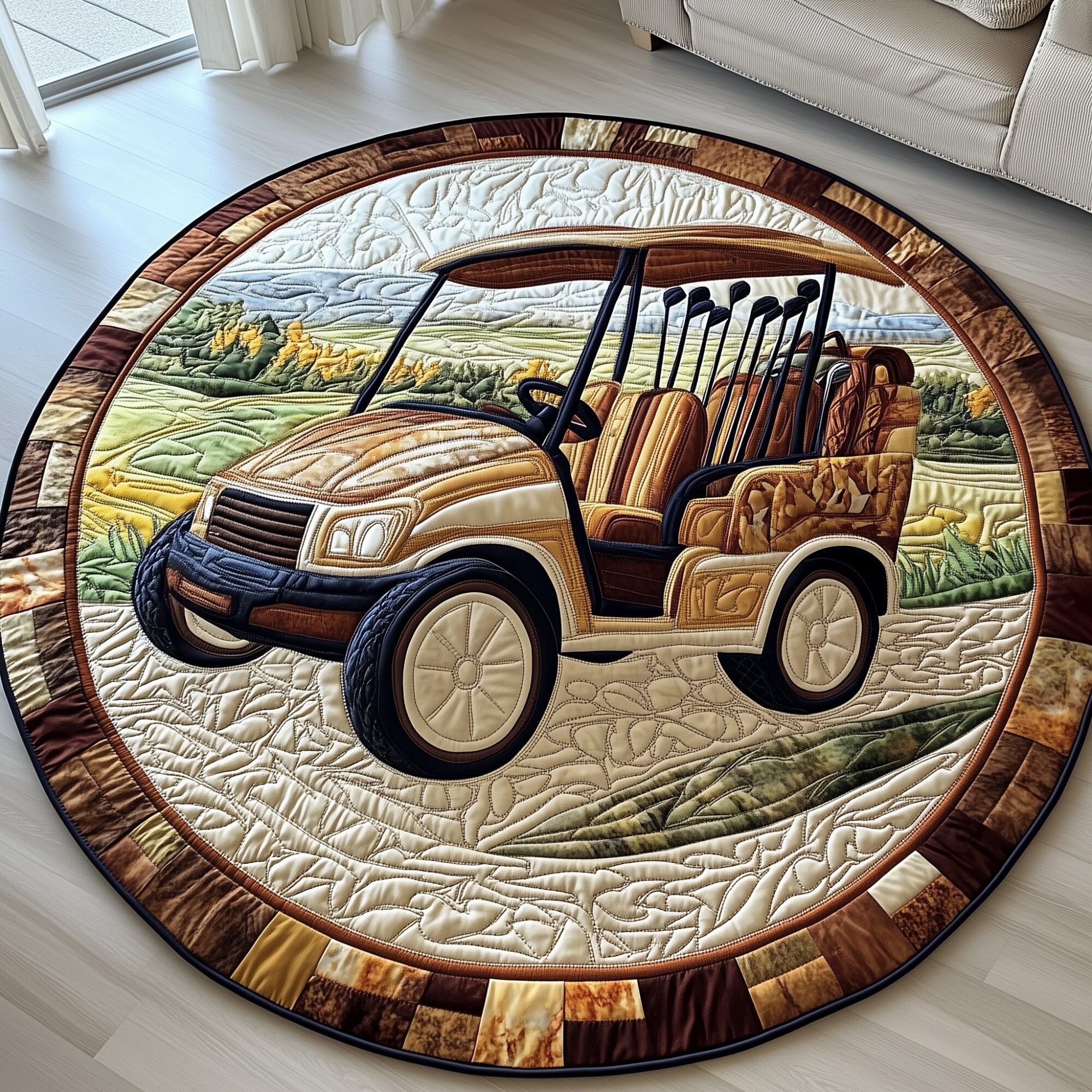 Greenside Rider Quilted Round Mat Non-Slip Quilted Round Mat for Safety and Style
