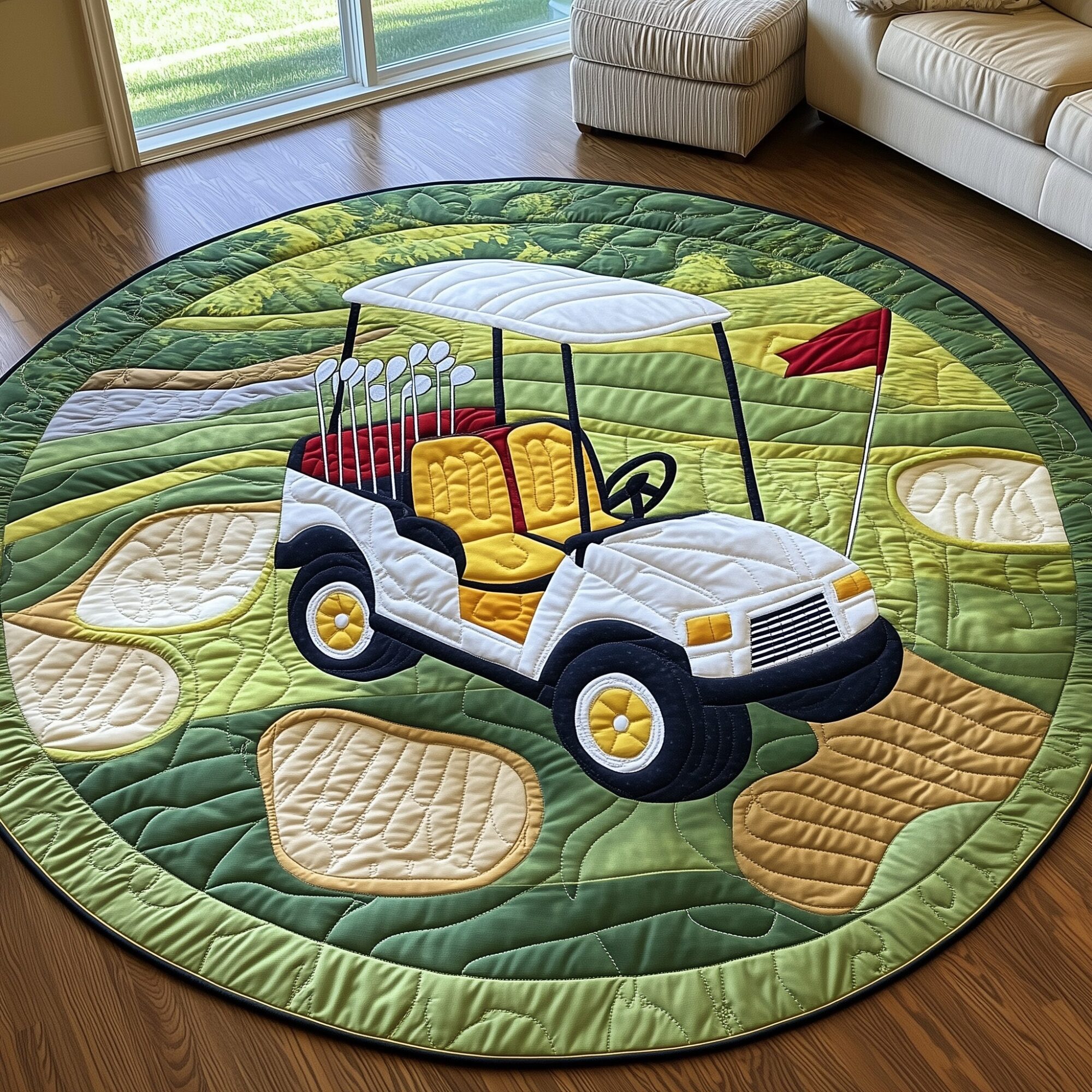Greenside Rider Quilted Round Mat Non-Slip Quilted Round Mat for Safety and Style