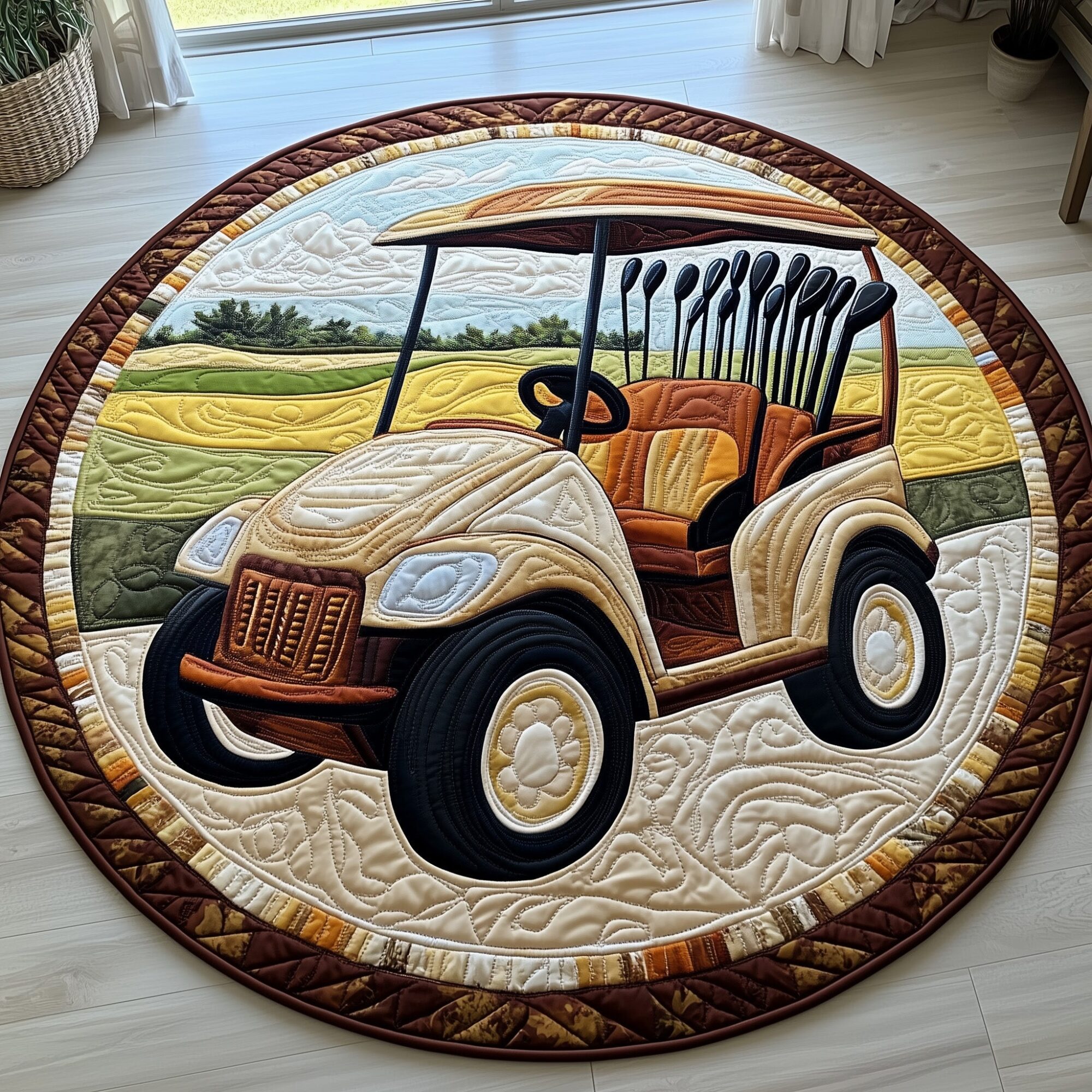 Greenside Rider Quilted Round Mat Soft Cotton Quilted Round Mat for Daily Comfort