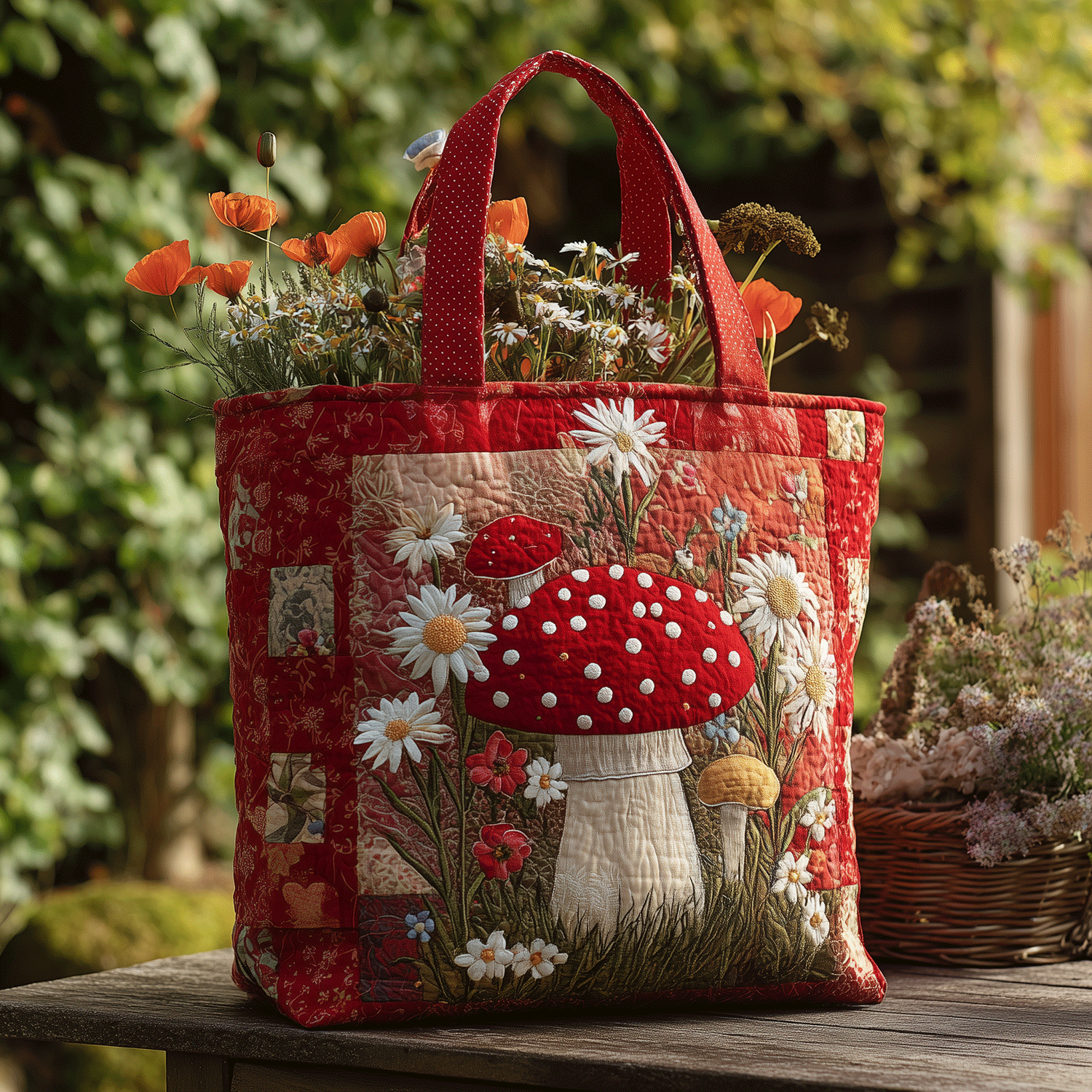 Groovy Mushroom Magic Quilted Tote Bag Popular Totes Mushroom Presents