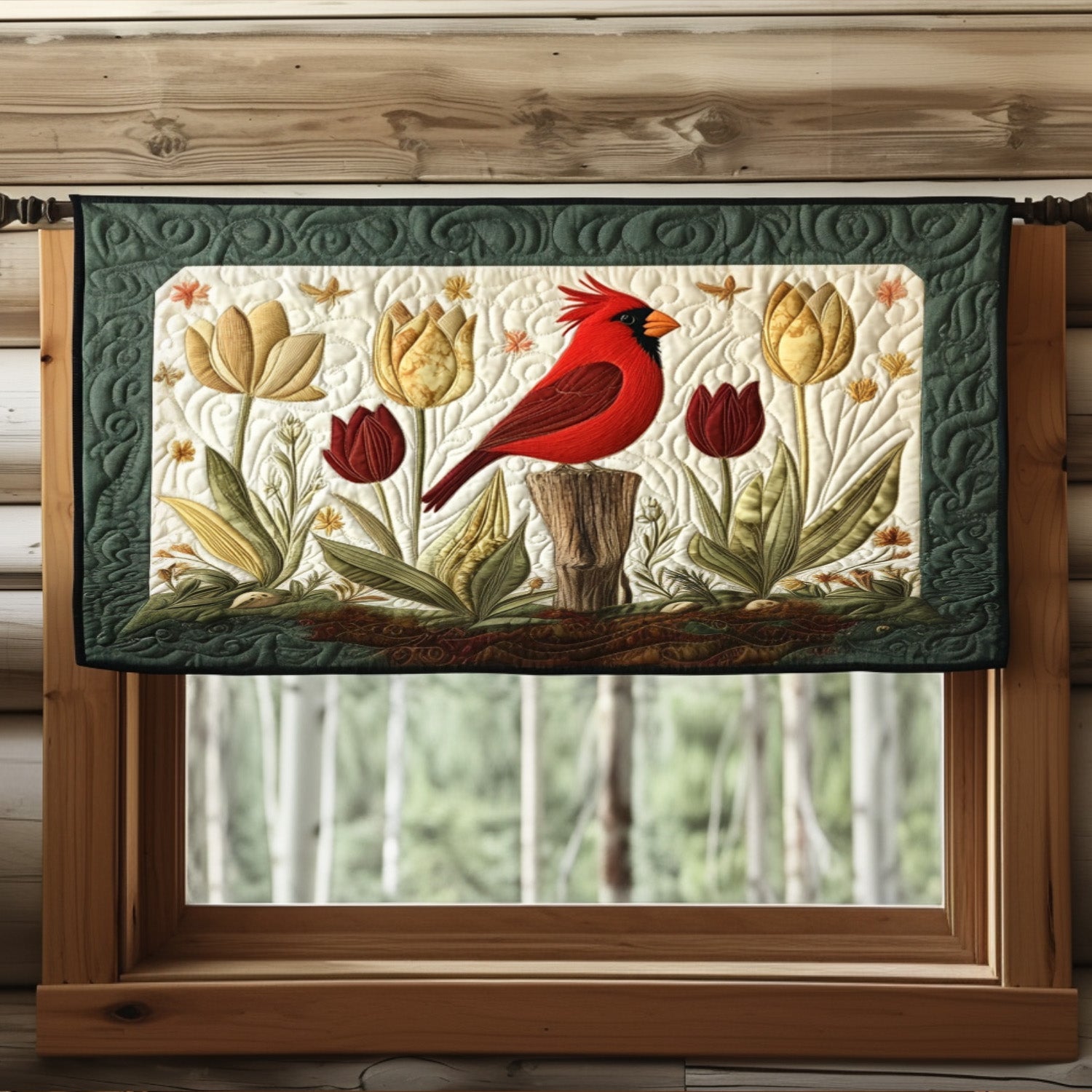 Guiding Wings Quilted Valance Home Front Door Design Cardinal Themed Gifts