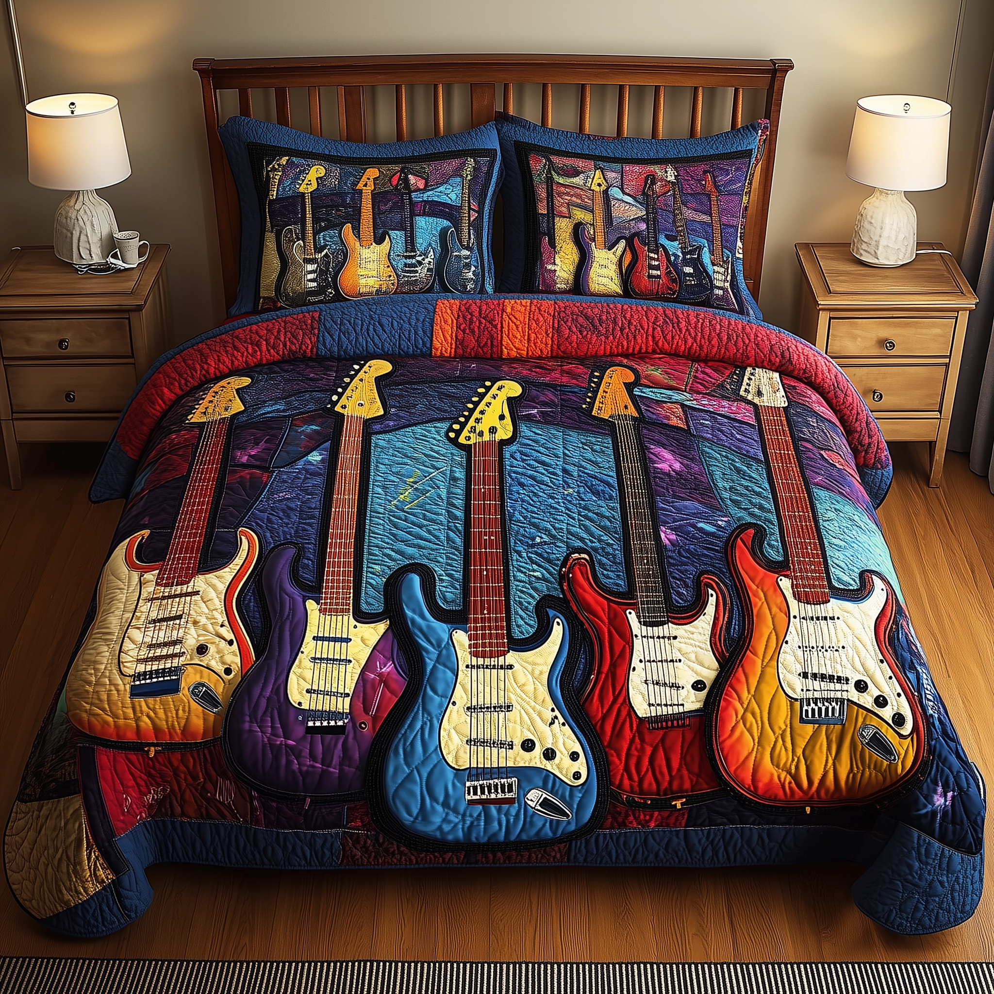 Guitar Quilted Bedding Set Bedspreads Best Gifts For Guitar Players