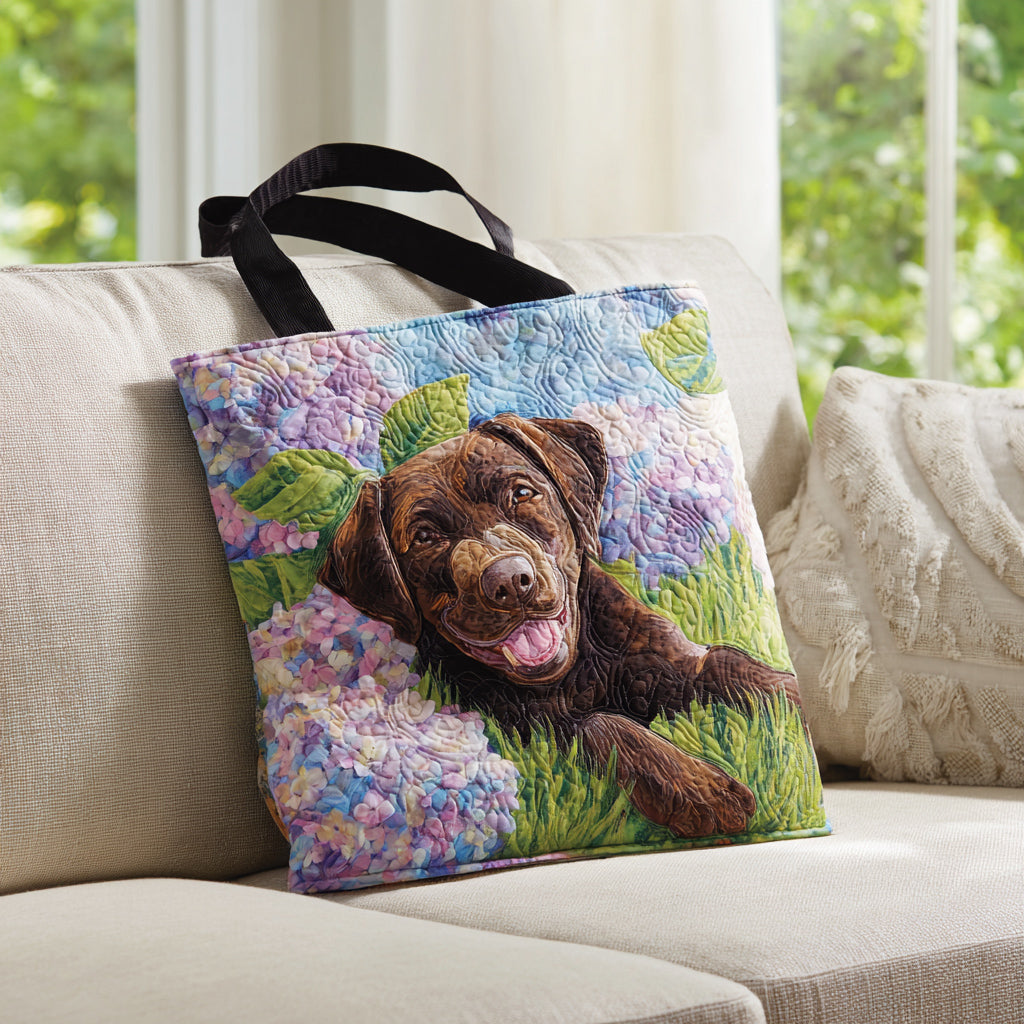 Happy Lab Blooms Quilted Tote Bag Cool Tote Bags For Women Christmas Gifts For Labrador Lovers