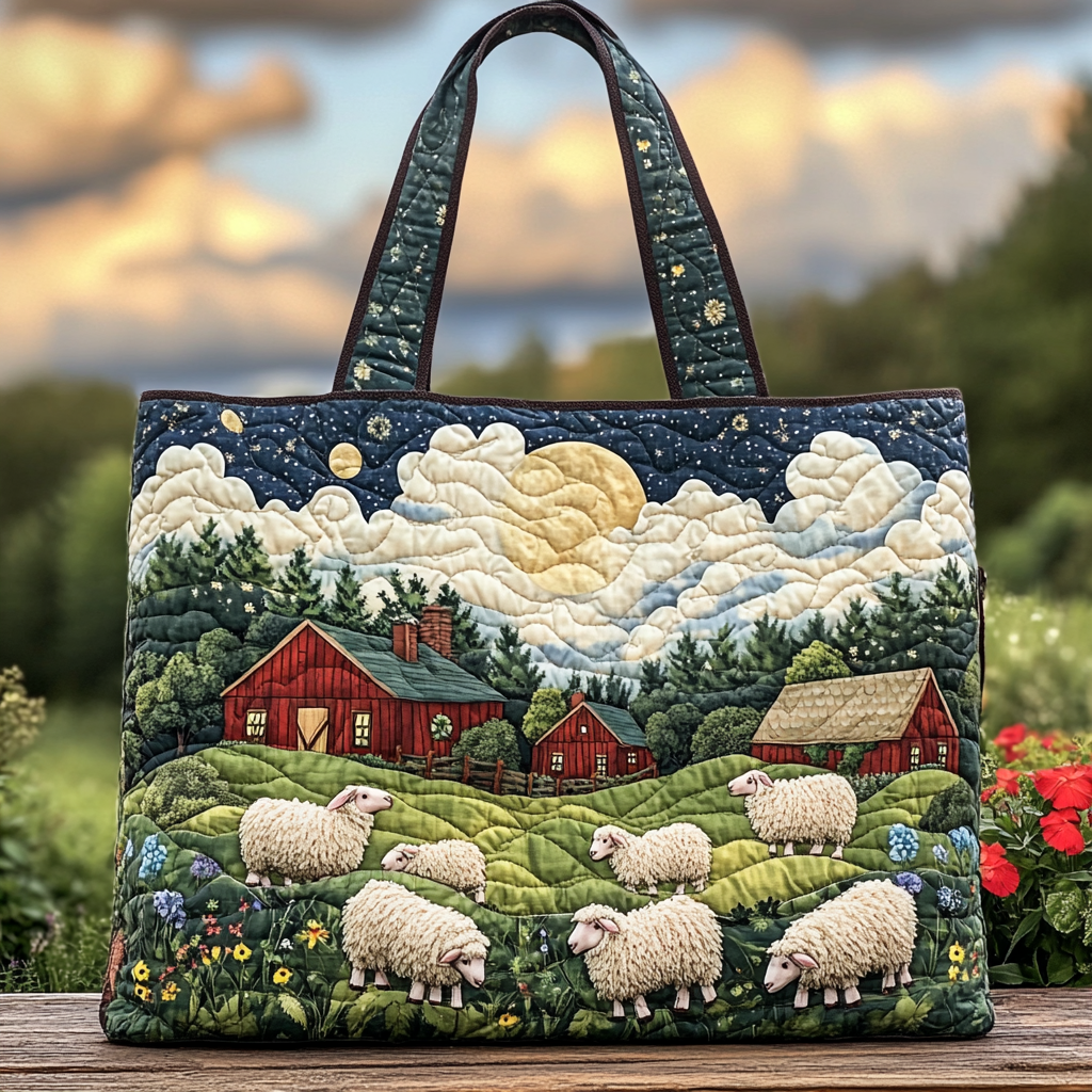 Happy Sheep Quilted Tote Bag Everyday Tote Bag Sheep Themed Presents