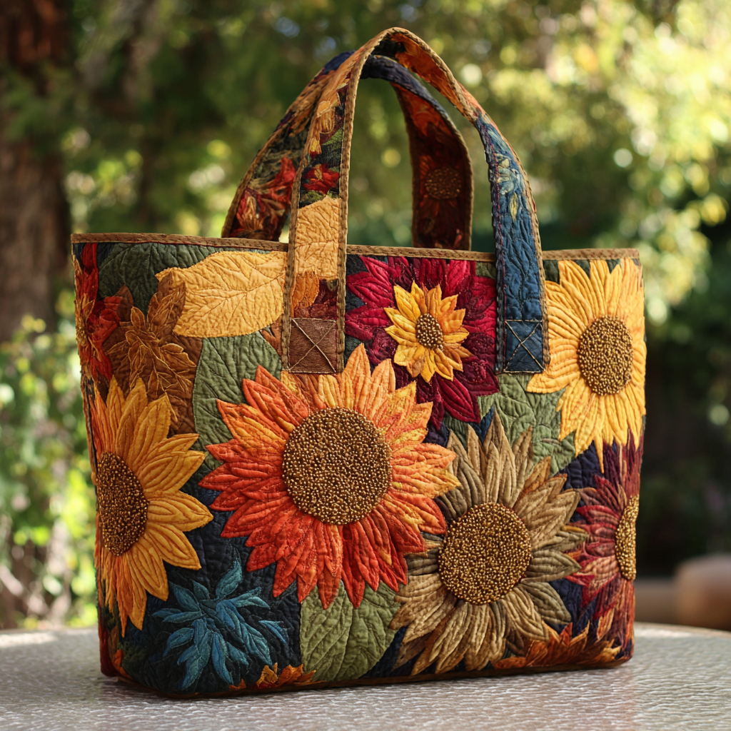 Harvest Bloom Quilted Tote Bag Tote Bags For Women Sunflower Items For Gifts