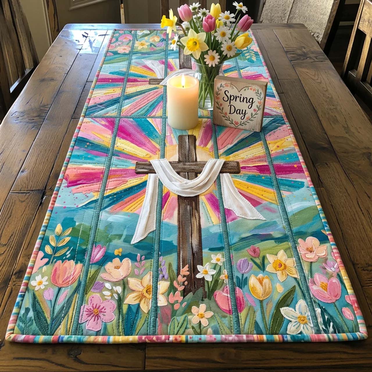 He Is Risen Quilted Table Runner Happy Easter Table Runner Cute Easter Gifts For Wife