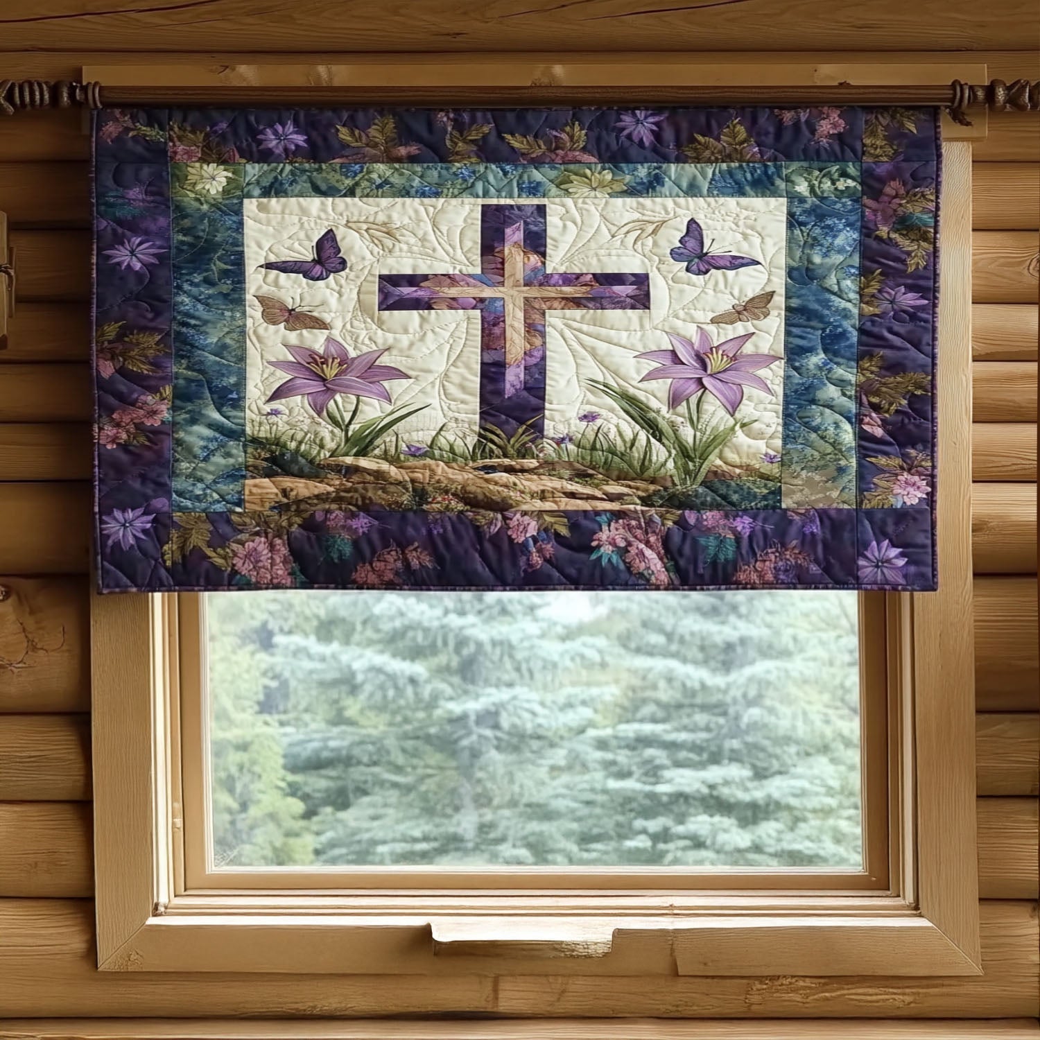 Heavenly Garden Quilted Valance Entryway Decor Lavender Birthday Gifts