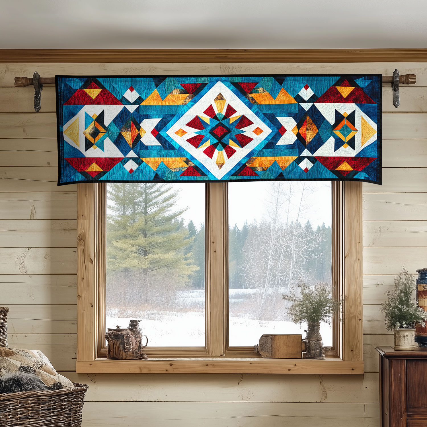 Heritage Bloom Quilted Valance Foyer Christmas Decor Native American Presents