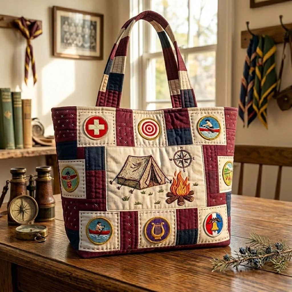 Heritage Camp Quilted Tote Bag Everyday Bag Gift For Your Favorite Holiday