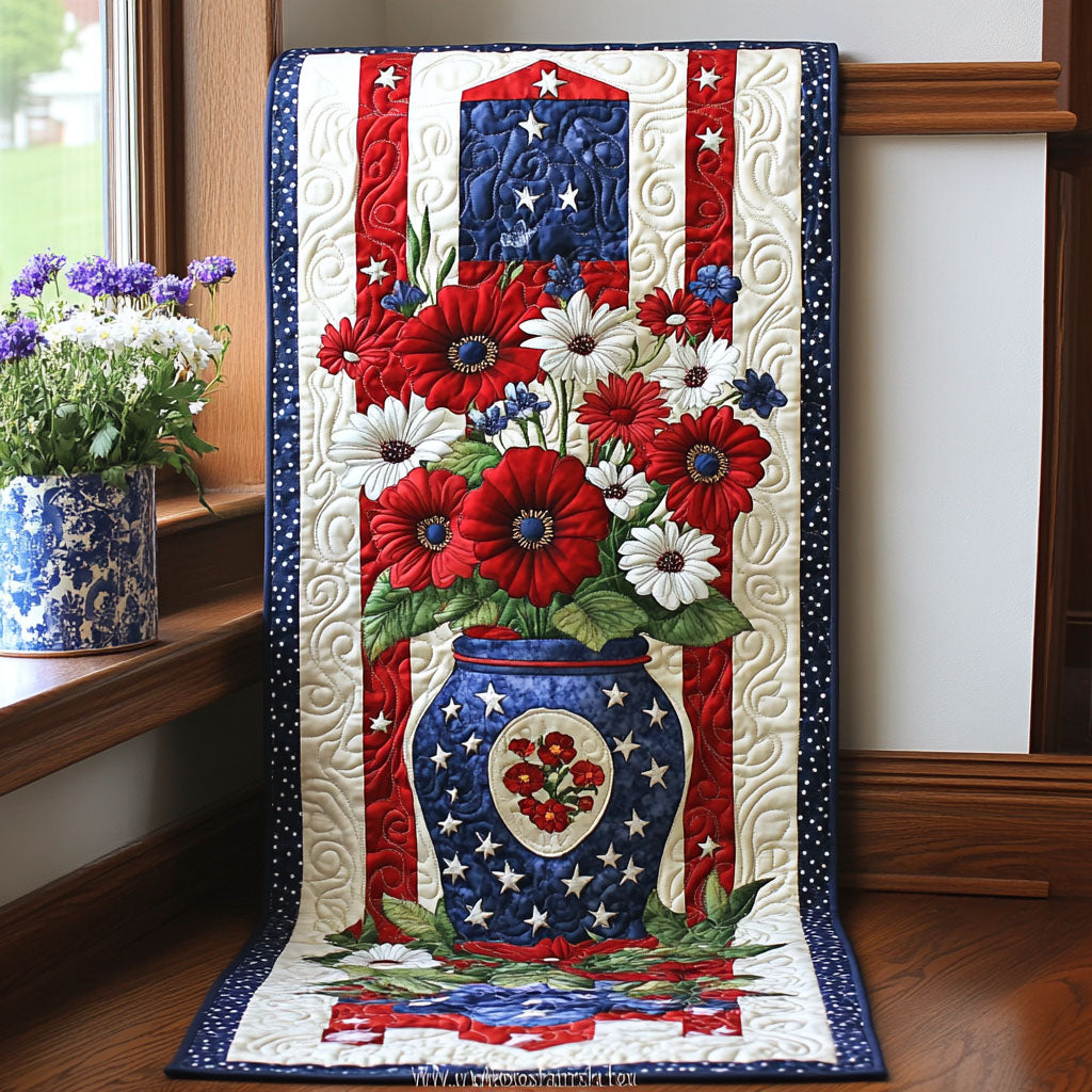 Heritage Heirloom Quilted Table Runner Dining Table Decor Ideas Unique Patriotic Gifts