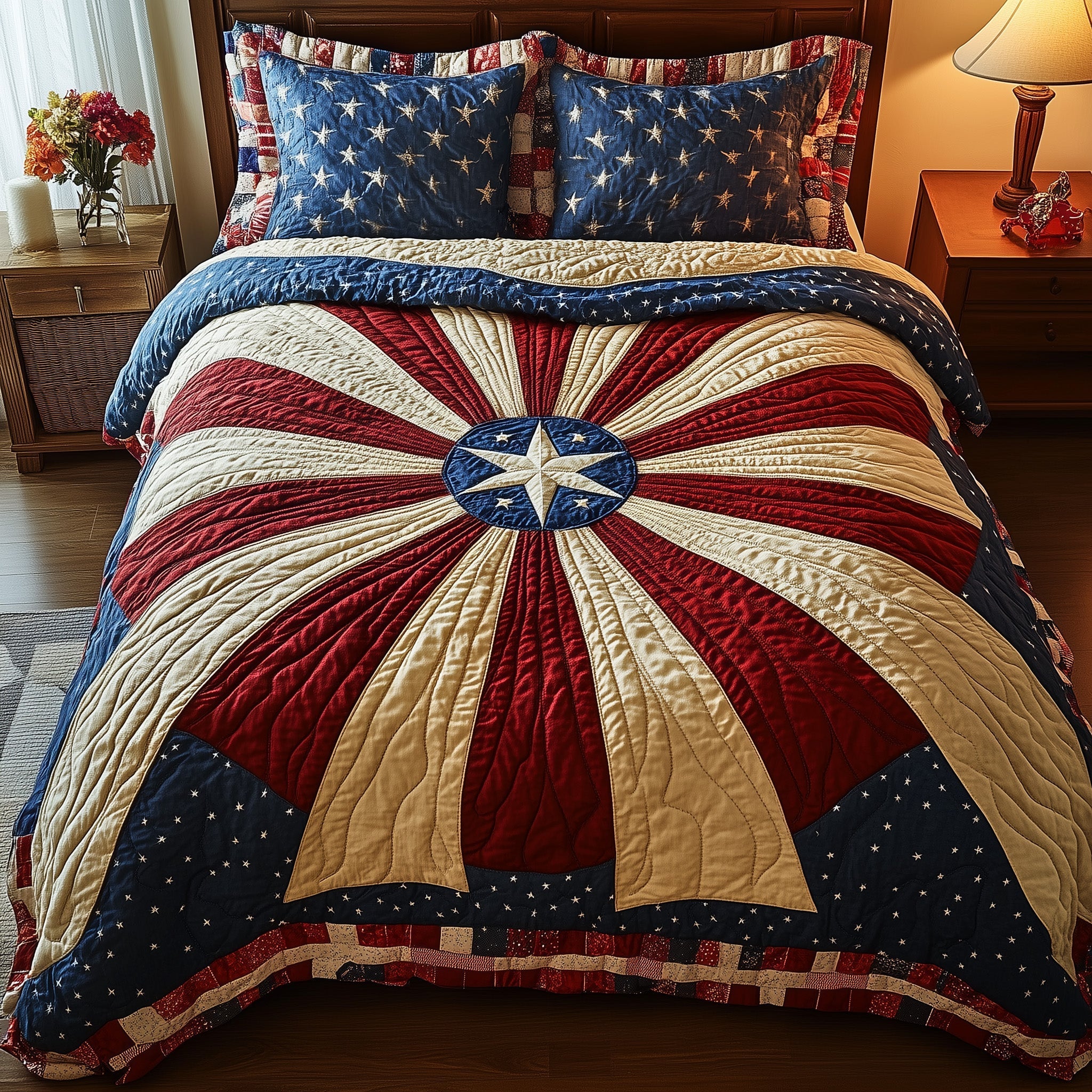 Heritage Mandala Bloom Quilted Bedding Set Comforter Sets Queen 4Th Of July Gifts For Coworkers